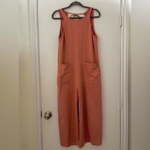 Back Beat Co. Women’s Sz XS Organic Cotton Orange Cream Maxi Jumpsuit Back tie